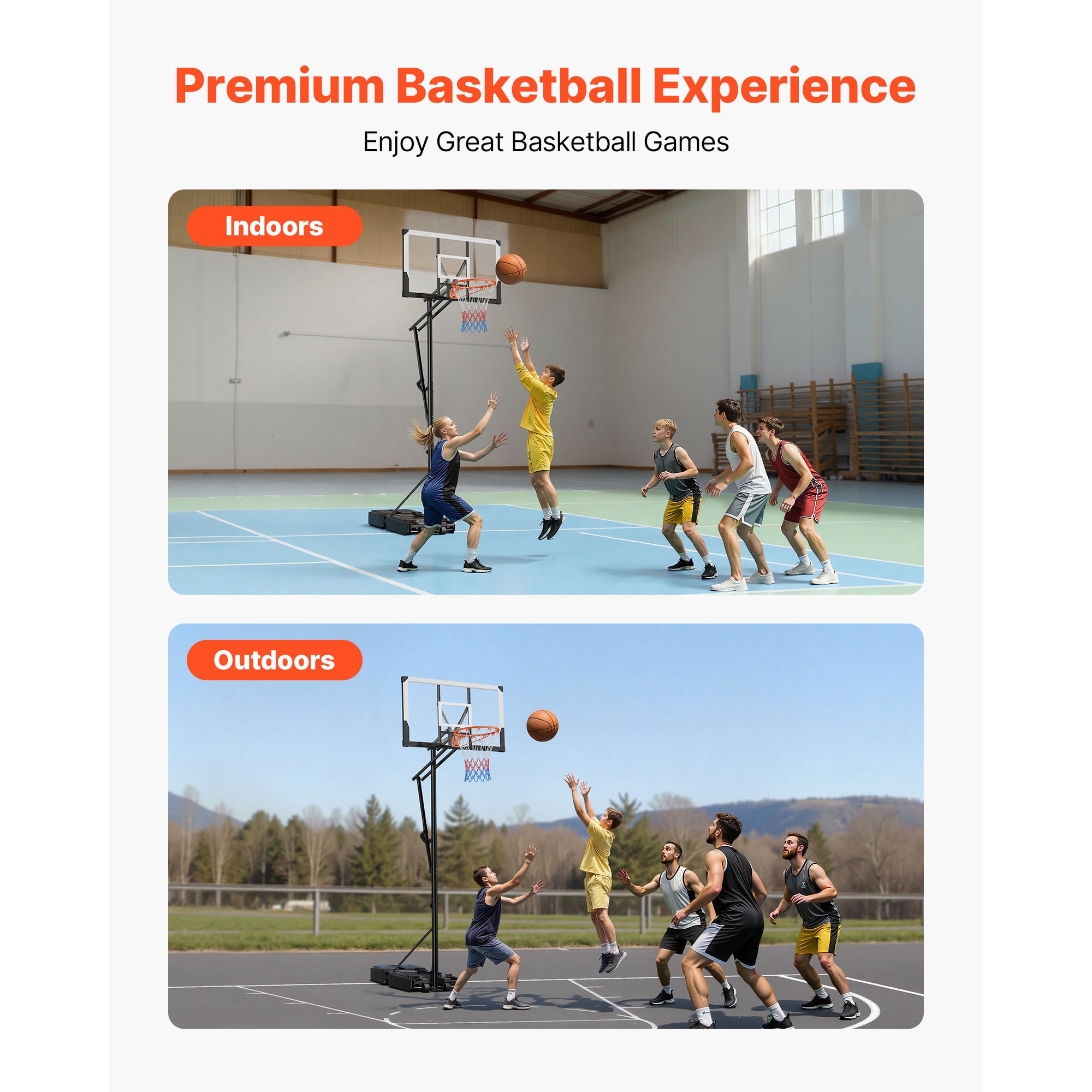 Portable Basketball Stand With Adjustable Height And Backboard_voghion.com